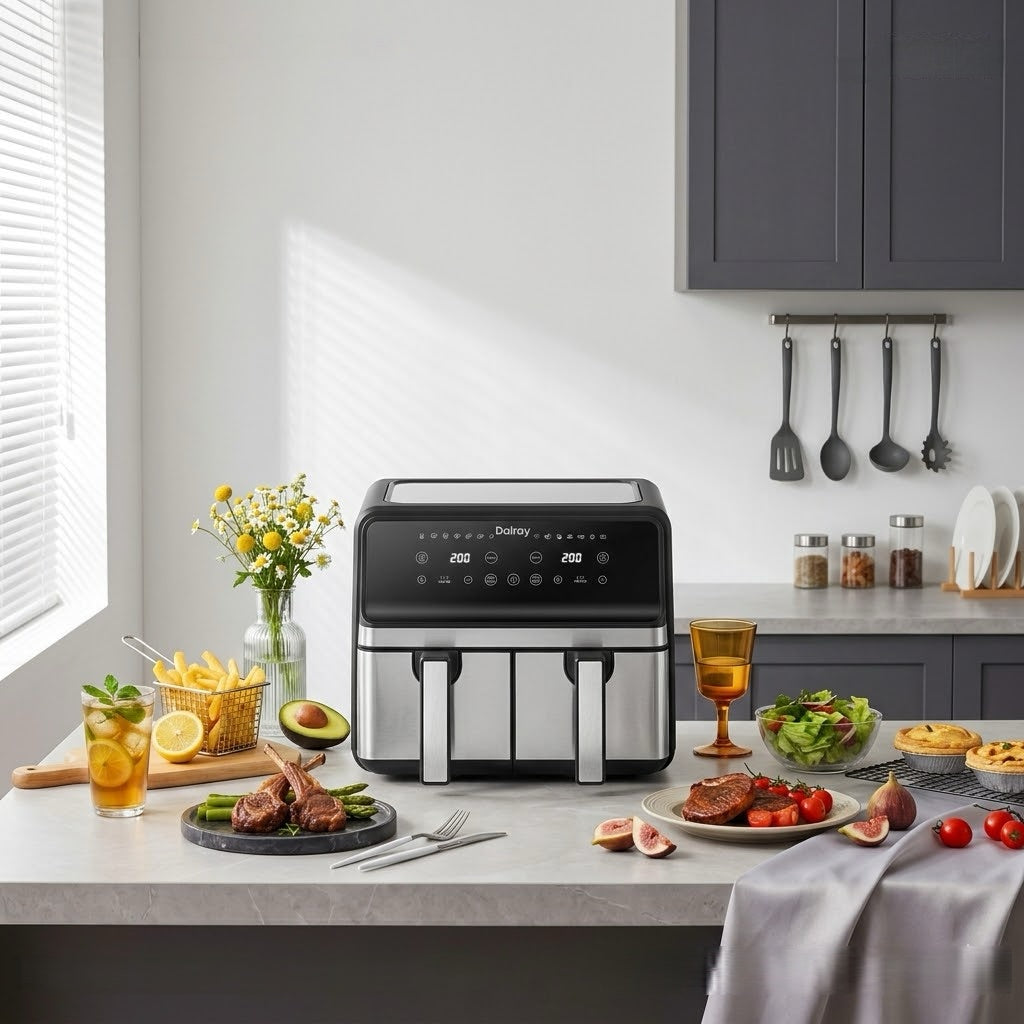 Dalray 8L Dual Basket Air Fryer – 2100W Digital Touch Screen