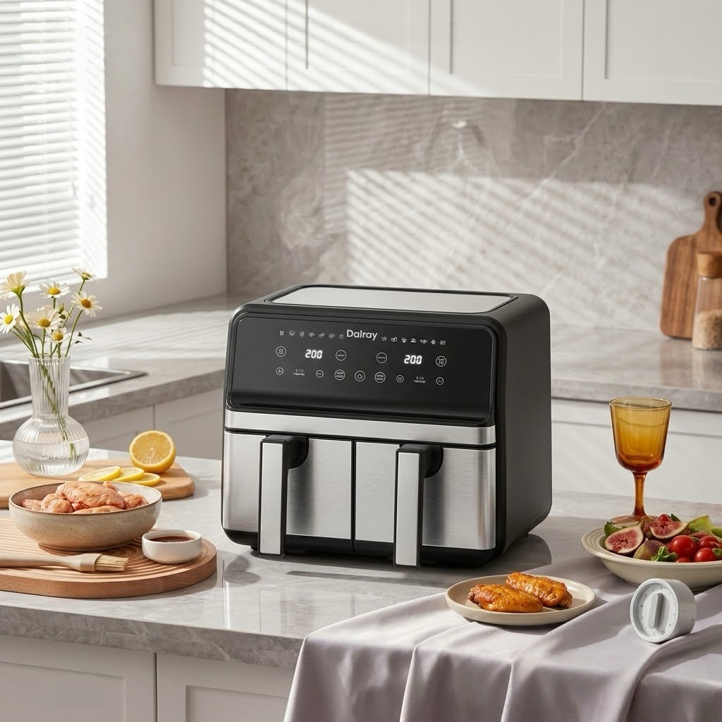Dalray 8L Dual Basket Air Fryer – 2100W Digital Touch Screen