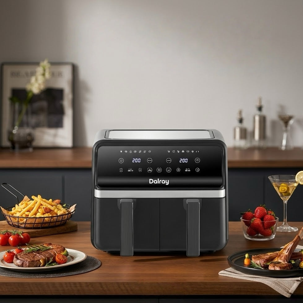 Dalray 8L Dual Basket Air Fryer – 2200W Digital Touch Screen