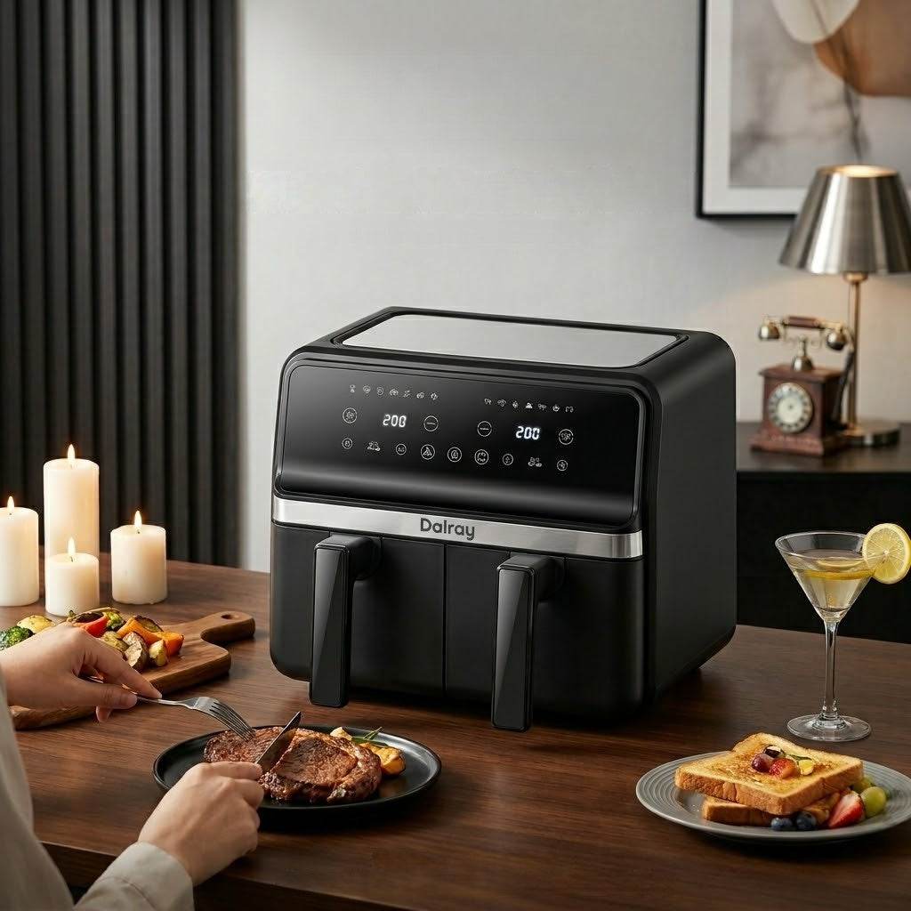 Dalray 8L Dual Basket Air Fryer – 2200W Digital Touch Screen